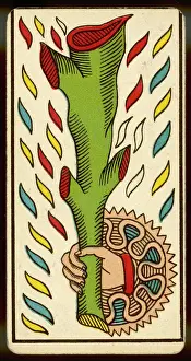 Marseilles Prints: Tarot Card - As de Baton (Ace of Clubs)