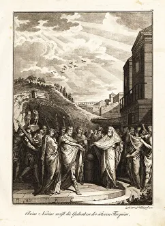 Tarquin the Elder and the augur Attus Navius, 6th century BC