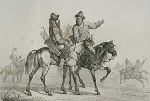 Finger Prints: Tatar Knights. Engraving, 19th century