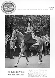 Grenadiers Prints: Tatler cover - Queen on parade, 1953