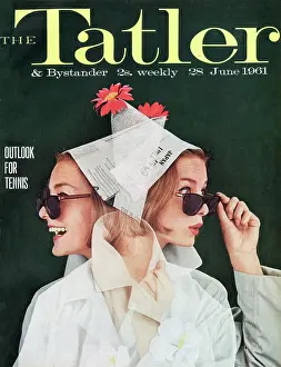 Sunglasses Prints: Tatler Front Cover - Two semi-opaque photos of the same woman are imposed over each other