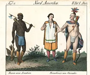 Tattoo Prints: Tattooed Acadian man, and male and female natives of Canada