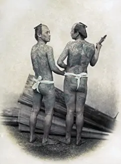 Tattooed Prints: Tattooed men, Japan, circa 1870s