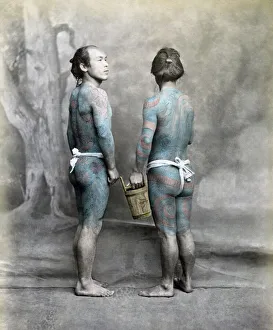 New Images May Collection: Tattooed men, Japan circa, 1880. Date: circa1880