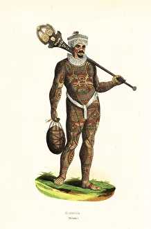 Loincloth Prints: Tattooed warrior of Nuku Hiva, Marquesas Islands
