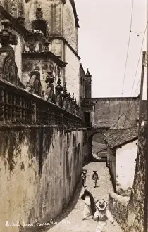 Prisca Prints: Taxco, Mexico - Narrow street by Church of Santa Prisca
