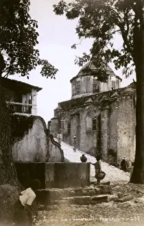 Bernardino Prints: Taxco, Mexico - Public Fountain - San Bernardino Church