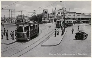 Overhead Prints: Taxim Square, Istanbul, Turkey - Trams / Republic Monument
