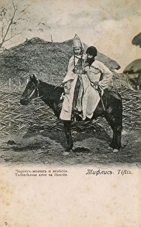 Images Dated 24th March 2017: Tbilisi, Georgia - Husband on horseback with young fiancee