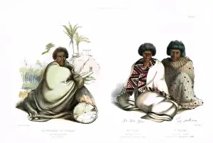 Anthropological Prints: Te Whero-Whero - Te Waro & Te Pakaru - Maori Chieftains