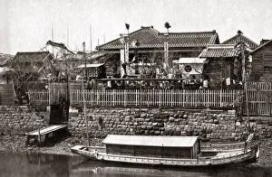 Tea House on a fete day, Japan, 1870s. Date: 1870s
