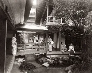 Tea house and geishas, Japan, c. 1880 s