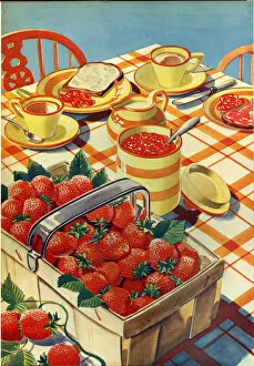 Images Dated 20th December 2016: Tea table with strawberries and jam
