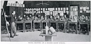 Images Dated 6th January 2021: Teacher at the front of the class and two at the back, teaching a mixed class about model
