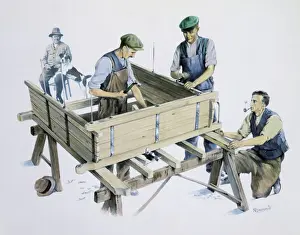 Caps Prints: Team of Carpenters making a cart