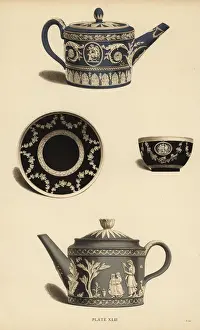 Festoons Prints: Teapots with cup and saucer