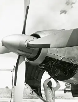 Technician working on a Napier Eland power plant