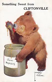 Bears Prints: Teddy bear eating honey from Cliftonville