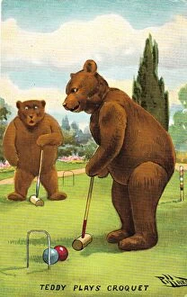 Croquet Gallery: Teddy bear playing croquet