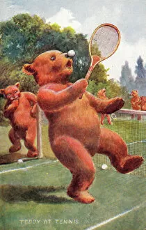 Images Dated 2nd November 2015: Teddy bear playing tennis