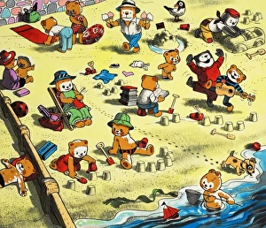 Images Dated 25th July 2006: Teddy Bears on the beach