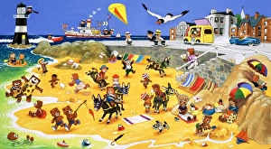 Images Dated 29th November 2007: Teddy bears on the beach