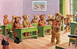 Desk Collection: Teddy bears in a classroom