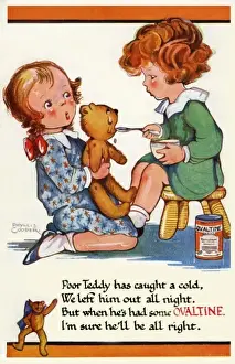 Ovaltine Prints: Teddy drinking Ovaltine