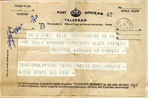 1949 Prints: Telegram congratulations, new baby