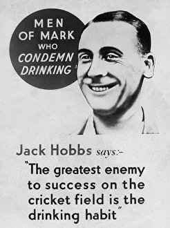 Temperance message Jack Hobbs early 1900s