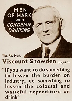 Snowden Prints: Temperance message Viscount Snowden early 1900s