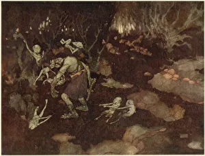 The Tempest by William Shakespeare. Act II, scene II. Caliban: But for every trifle are they set upon me. Illustration by Edmund Dulac. Date: 1908