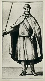 Templar Prints: Templar Knight wearing a war dress. Illustration