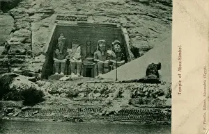 Temple of Abu Simbel with statues of Rameses II, Egypt