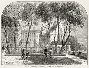 Chambers Prints: Temple Gardens, in the centre of London, between Fleet Street and stately Embankment