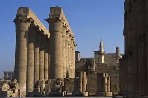 Temple of Luxor. Colonnade with two rows of seven smooth sha
