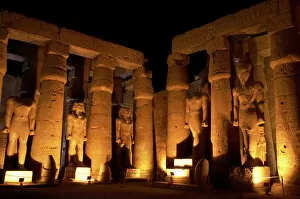 Images Dated 26th November 2003: Temple of Luxor. Night view of the first courtyard. Egypt