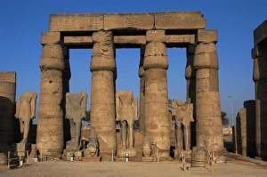 Temple of Luxor. Smooth shaft columns with closed papyrus ca Temple of Luxor. Smooth shaft columns with closed papyrus ca