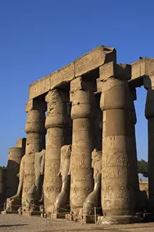 Temple of Luxor. Smooth shaft columns with closed papyrus ca