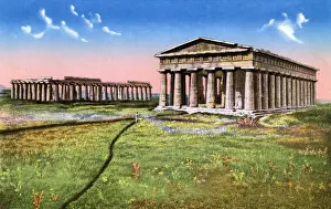 Basilica Prints: Temple of Neptune and Basilica, Pesto (Paestum), Italy