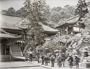 Temple and people at Ishiyama - Japan