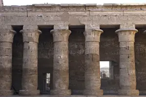 Capitals Prints: Temple of Ramses III. Colonnade with capitals shaped like a