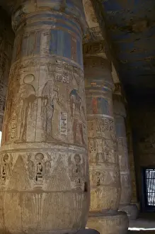 Habu Prints: Temple of Ramses III. Columns decorated with polychromed rel