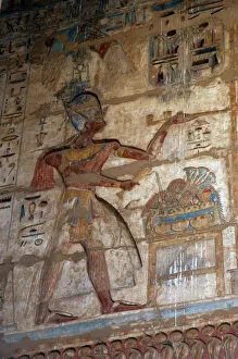 Mythology Collection: Temple of Ramses III. The pharaoh Ramses III, who wears the