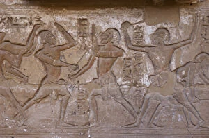 Images Dated 28th November 2003: Temple of Ramses III. Relief depicting fencing fight with st