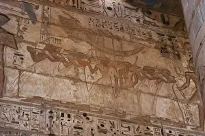 Solar Prints: Temple of Ramses III. Sacred solar boat carried by priests