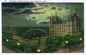 America Gallery: Temple Square at night - Salt Lake City, Utah, USA