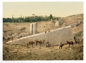 Center Prints: Temple of the Sun, center stone, Baalbek, Holy Land, (i. e