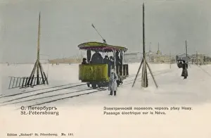Neva Prints: Temporary Tramway across River Neva, St Petersburg