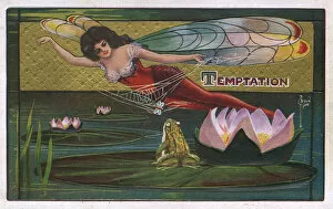 Dragonfly Collection: Temptation - A frog is teased by a beautiful Dragonfly girl
